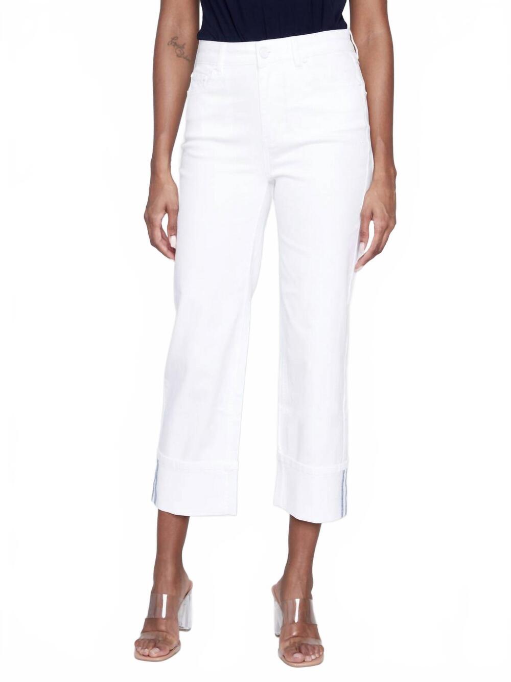 NEW CHARLIE B wide cuff ankle jeans in white